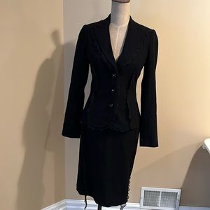 Moschino Virgin Wool Skirt Set with Acetate Tendrils